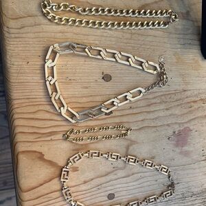 Natalie B Jewelry Figaro 24 k bonded and Gold-Tone Chains Necklace Set